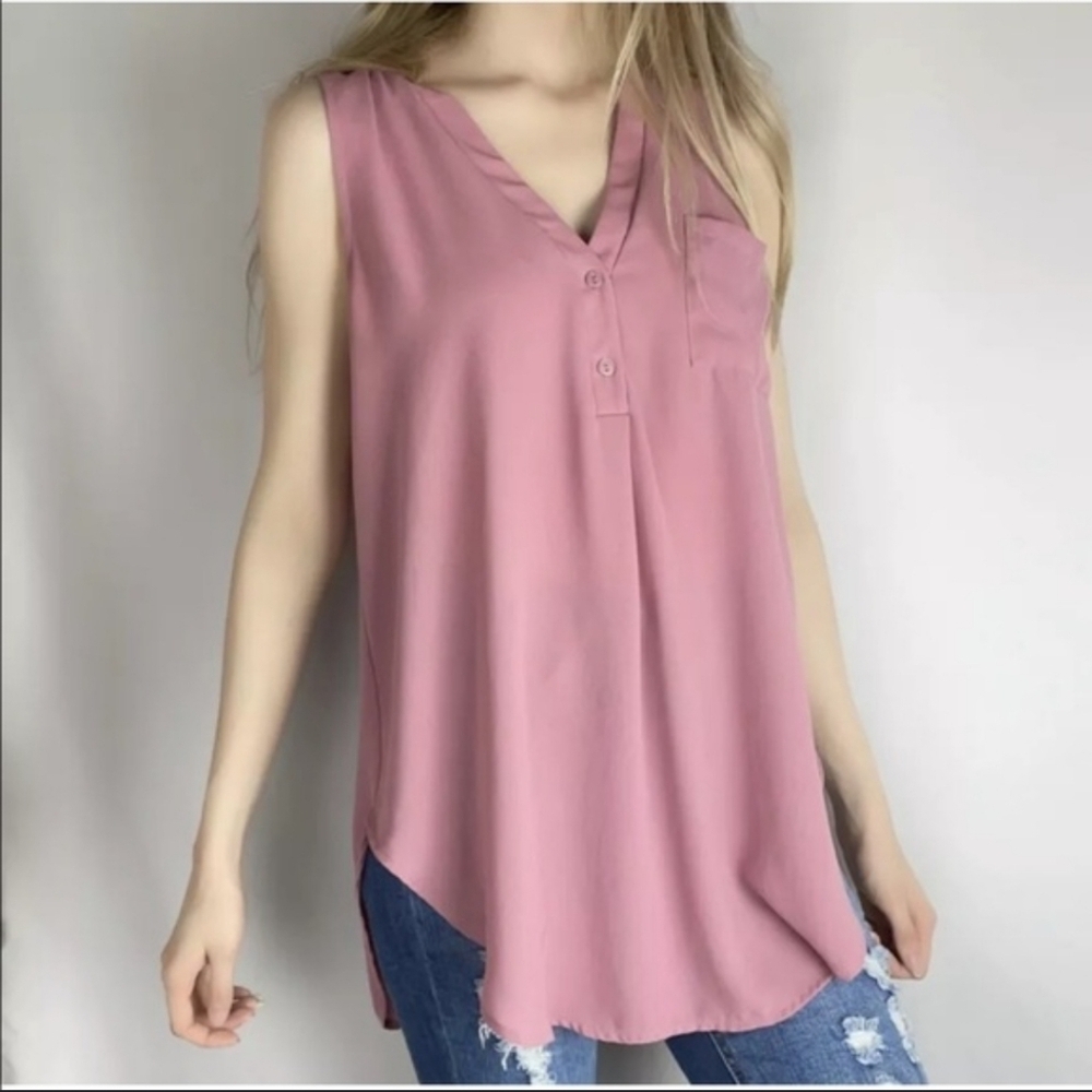 🍁 LUSH Soft Summer Mauve sleeveless Tunic Blouse